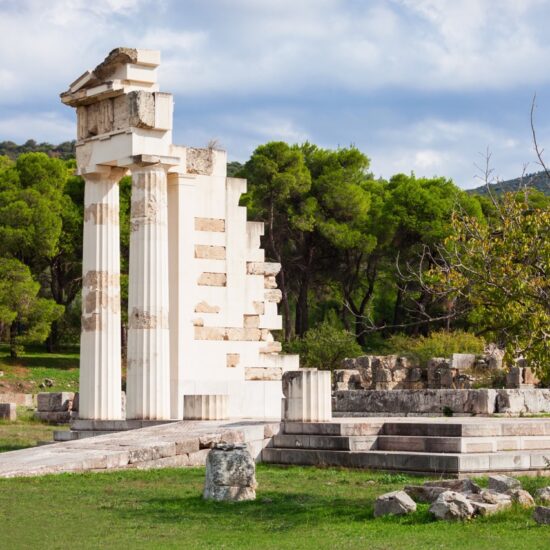 The Sanctuary Of Asklepios ruins at the Epidaurus in Greece.