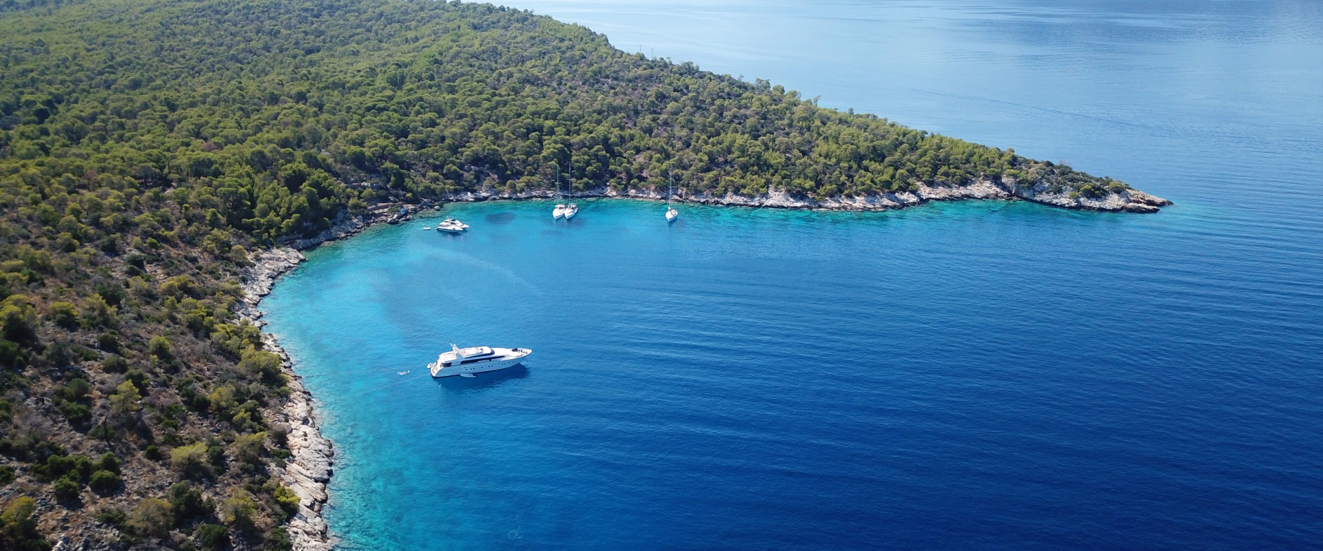 Aerial bird's eye view photo taken by drone of Aponisos