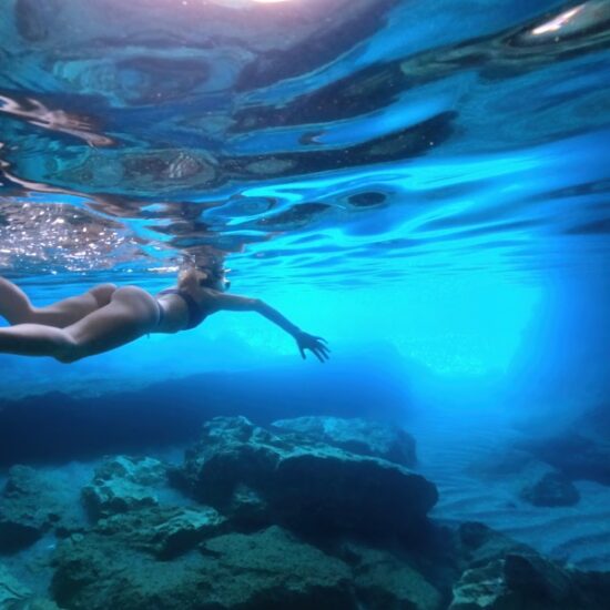 Diving in blue waters